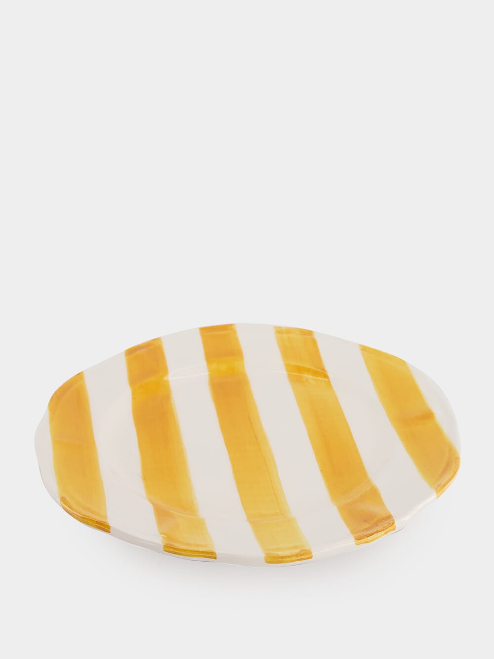 Yellow Striped Ceramic Dinner Plate