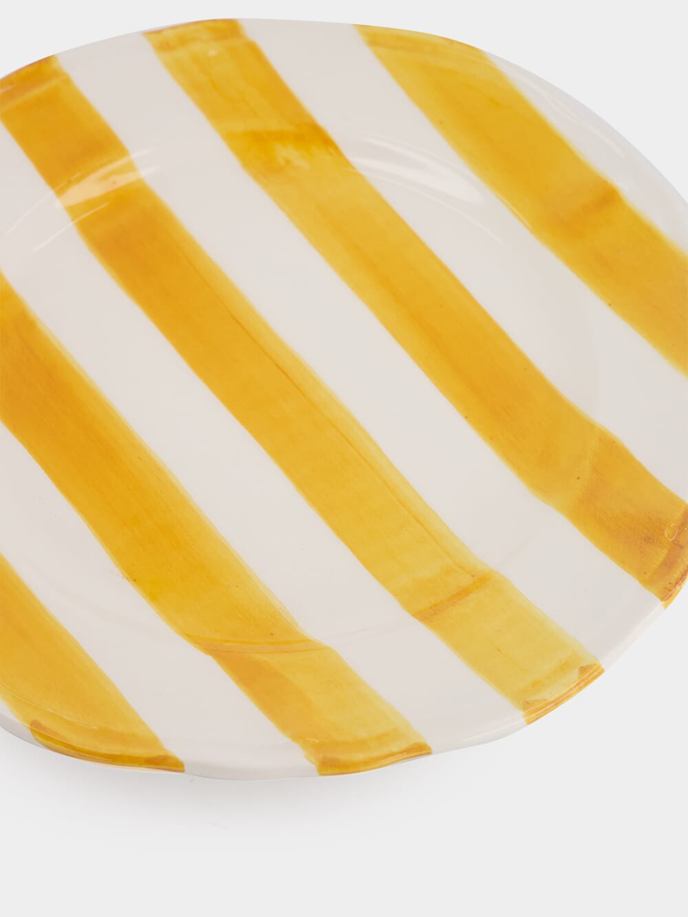 Yellow Striped Ceramic Dinner Plate