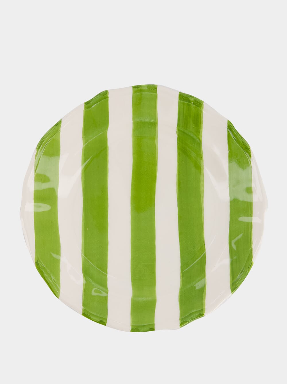 Green Striped Ceramic Dessert Plate