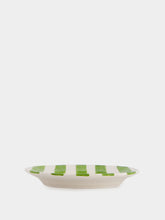 Les Ottomans Green Striped Ceramic Dessert Plate