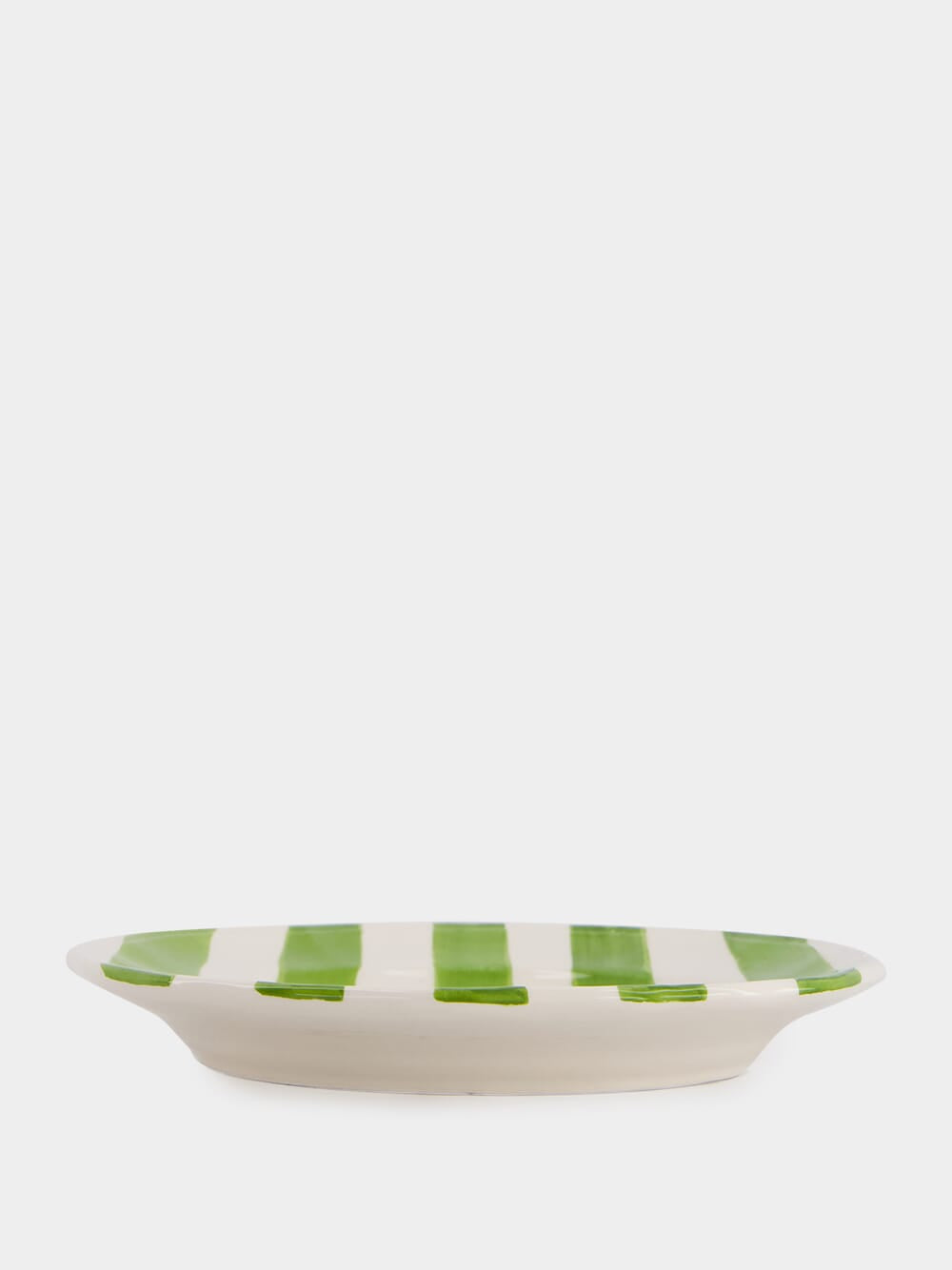 Green Striped Ceramic Dessert Plate