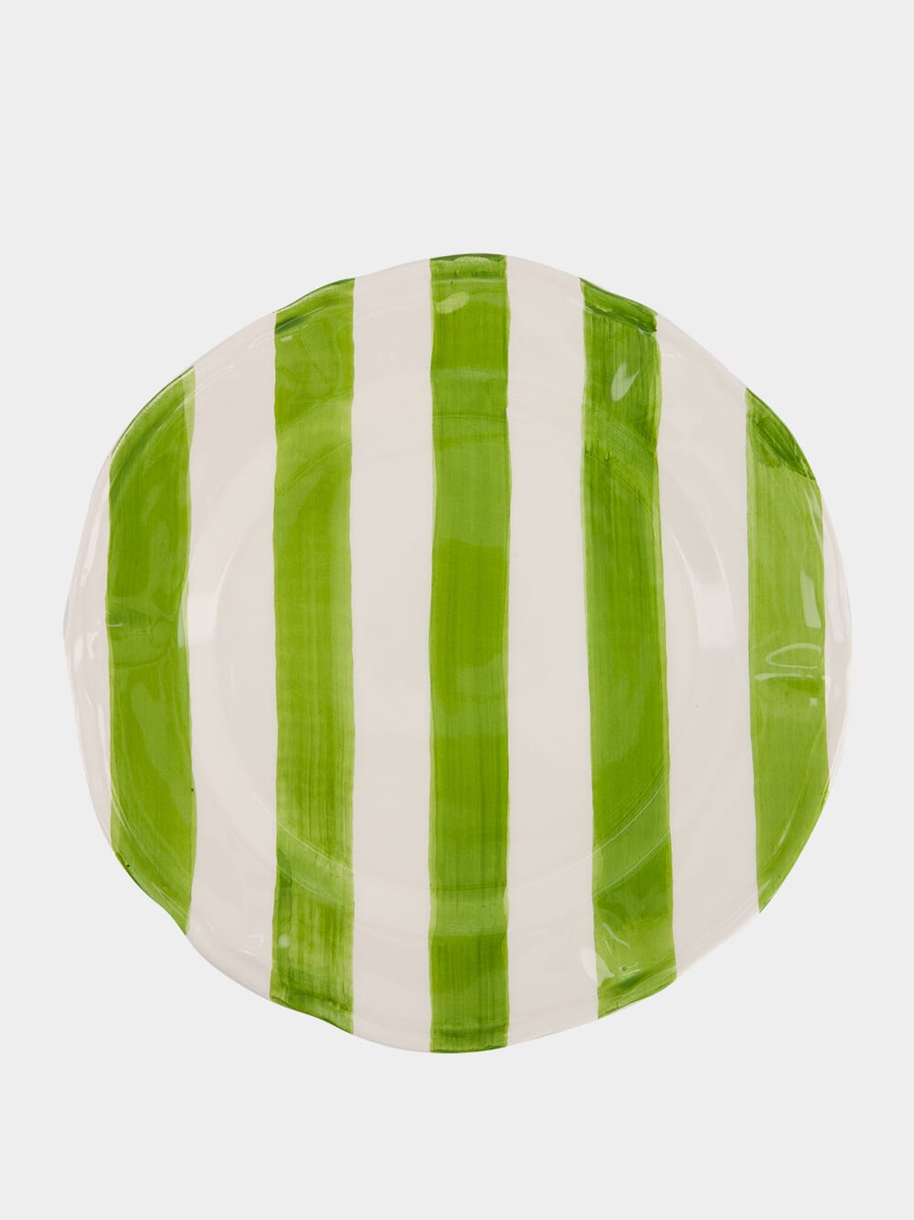 Green Striped Ceramic Dinner Plate