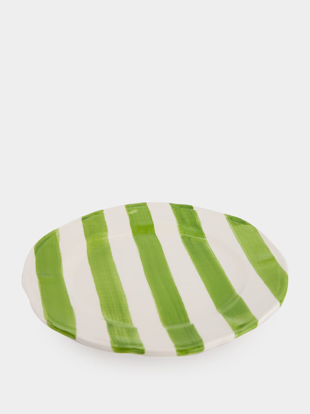 Green Striped Ceramic Dinner Plate