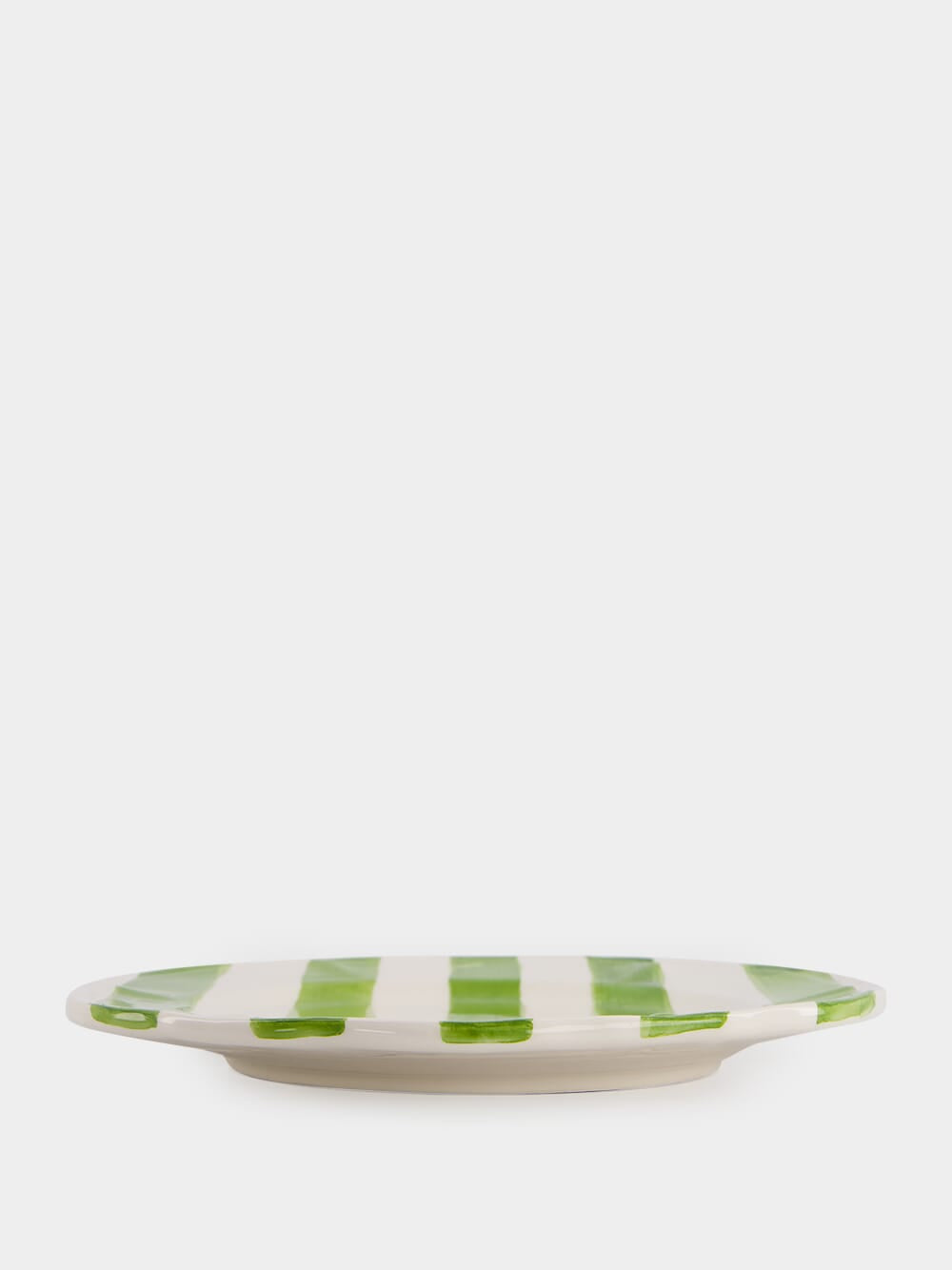 Green Striped Ceramic Dinner Plate