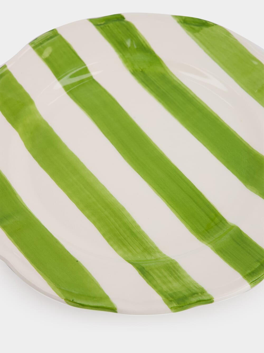 Green Striped Ceramic Dinner Plate