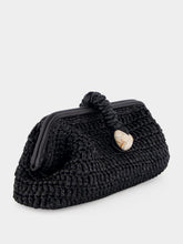 Serena Uziyel Black Delphine Raffia Clutch Bag