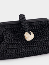Serena Uziyel Black Delphine Raffia Clutch Bag