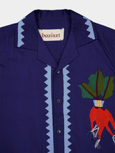 Baziszt Blue Mélange Long-Sleeve Embroidered Shirt