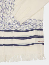 Baziszt Off-White and Blue Talilo Embroidered Shirt