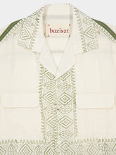 Baziszt Off-White and Khaki Embroidered Talilo Shirt