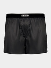 Black Silk Satin Logo Boxers