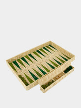 Coro Cora Olive and Light Olive Iraca Palm Backgammon Board
