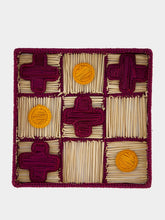 Coro Cora Natural and Burgundy Iraca Palm Tic Tac Toe Board Game