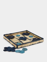Coro Cora Natural and Navy Iraca Palm Tic Tac Toe Board Game
