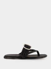 HEREU Black Tanca Woven Thong Sandals