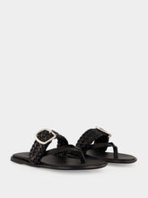 HEREU Black Tanca Woven Thong Sandals