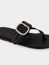 HEREU Black Tanca Woven Thong Sandals