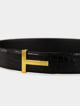 Tom Ford Black Crocodile-Embossed Leather Belt