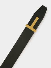 Tom Ford Black Grain Leather T Icon Belt