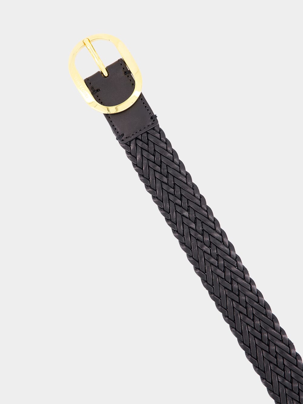 Black Woven Leather Oval Belt