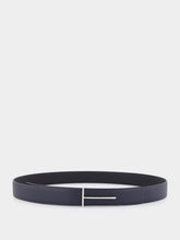 Tom Ford Dark Navy and Black Slim T Leather Belt