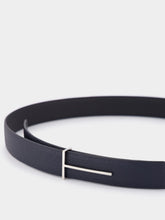 Tom Ford Dark Navy and Black Slim T Leather Belt
