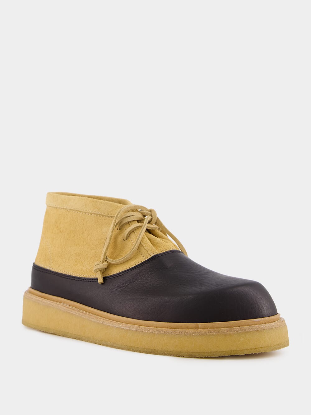 Black and Beige Leather Desert Boot