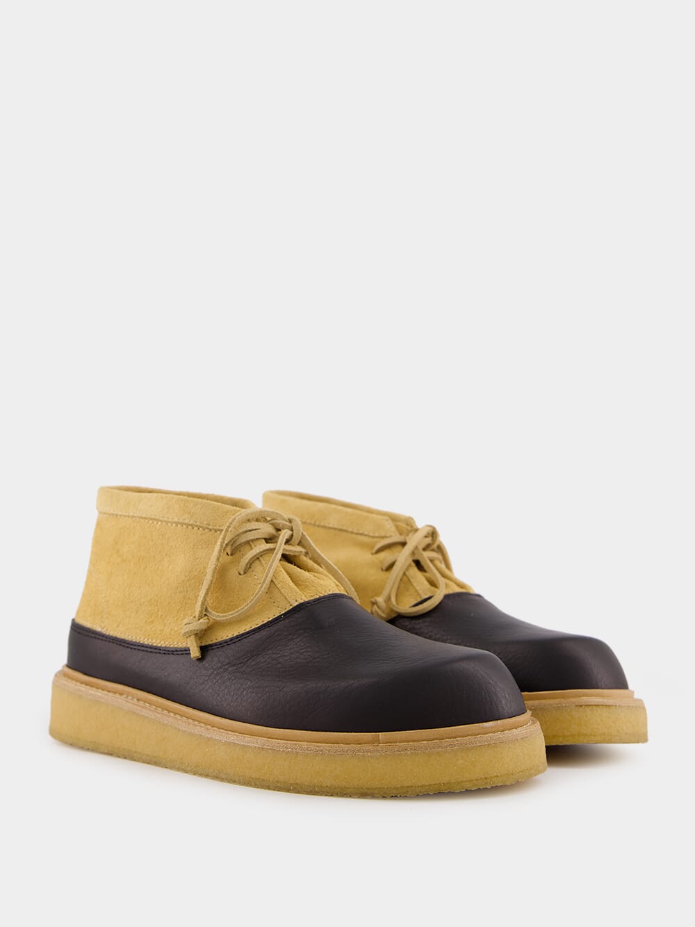 Black and Beige Leather Desert Boot