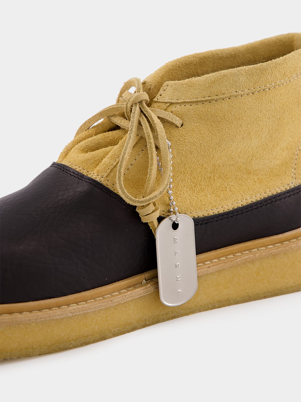 Black and Beige Leather Desert Boot