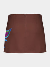 Paula Teresa Coffee Bean Embroidered Mini Skirt