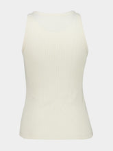 Marni Cream Ribbed Cotton Tank Top with Frame Logo