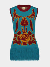 Paula Tina Teal Jacquard Tank Top