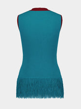 Paula Tina Teal Jacquard Tank Top