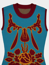 Paula Tina Teal Jacquard Tank Top