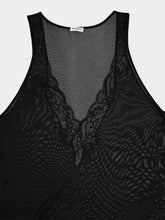 Balmain Black Lace-Trim Knit Vest Top