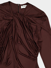 Balmain Brown Draped Long-Sleeve Bodysuit