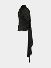 Balmain Black Draped Silk Charmeuse Top