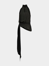 Balmain Black Draped Silk Charmeuse Top