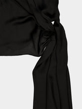 Balmain Black Draped Silk Charmeuse Top