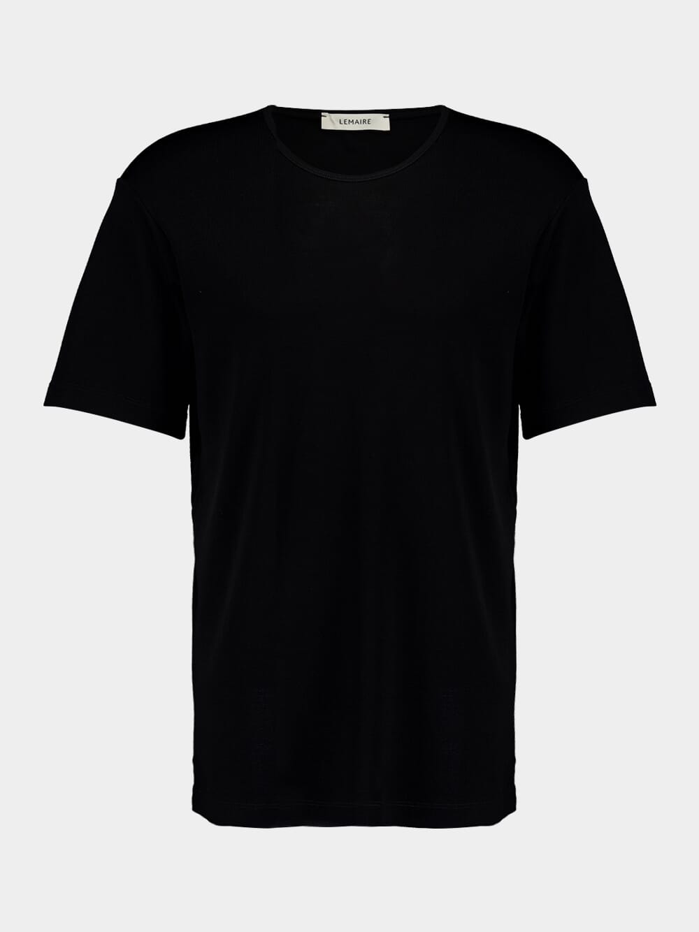 Black Ribbed U-Neck T-Shirt