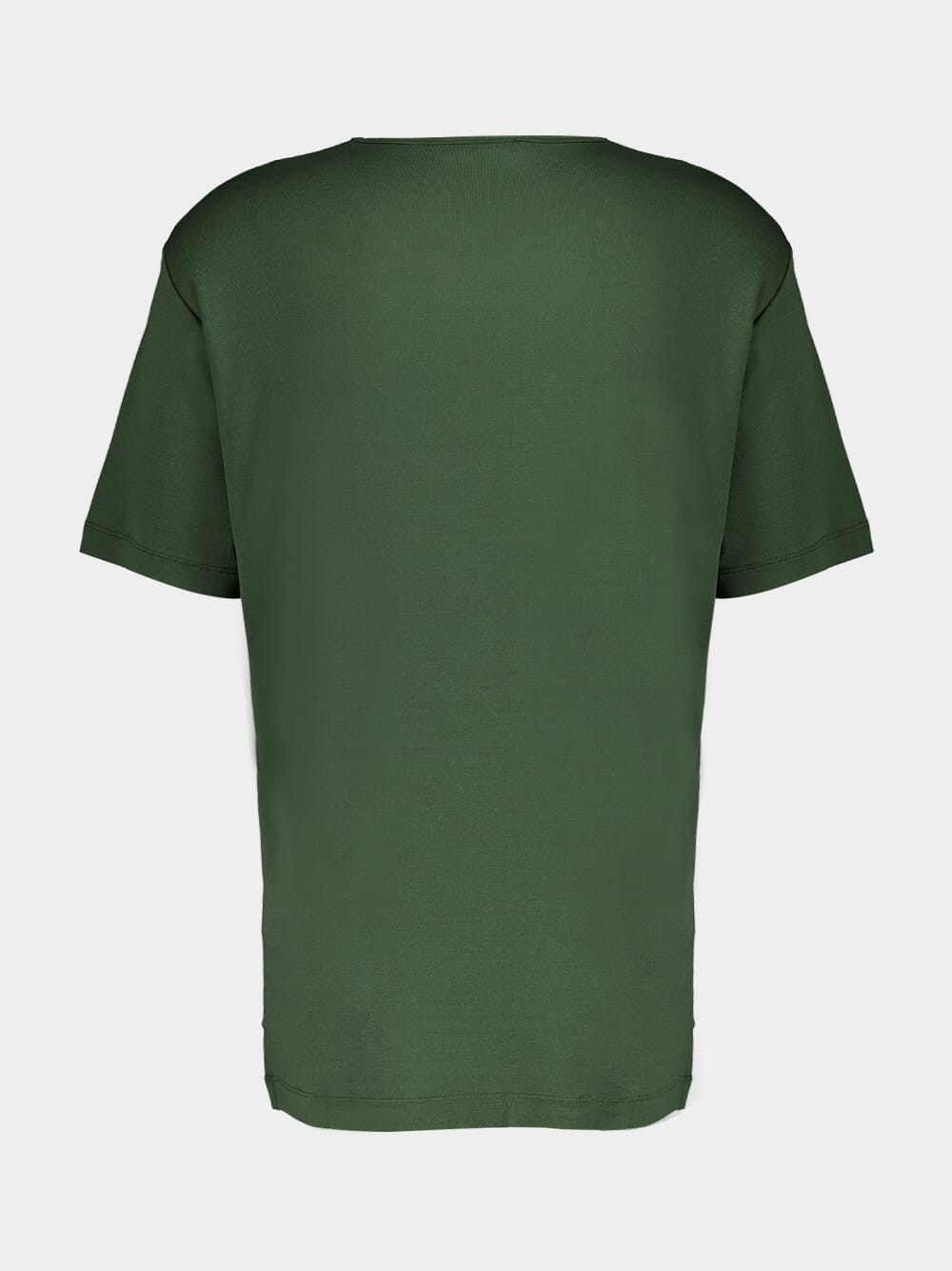 Green Ribbed U-Neck T-Shirt