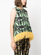 La DoubleJ Graphic-Print Feather-Hem Top
