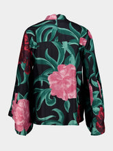 La DoubleJ Black Silk Floral Long-Sleeve Top