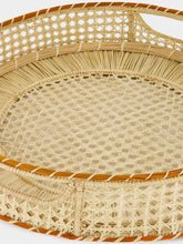 La DoubleJ Orange Raffia Woven Tray