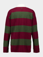 Paula Trilium Cabernet and Peacoat Knitted Striped Polo Shirt