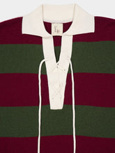Paula Trilium Cabernet and Peacoat Knitted Striped Polo Shirt