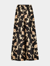 La DoubleJ Black Buttercup Print Silk Palazzo Trousers