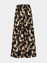 La DoubleJ Black Buttercup Print Silk Palazzo Trousers