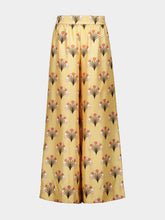 La DoubleJ Yellow Printed Silk Palazzo Trousers