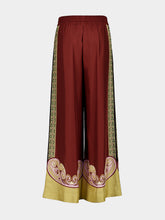 La DoubleJ Kells Swirl Burgundy Silk Palazzo Trousers
